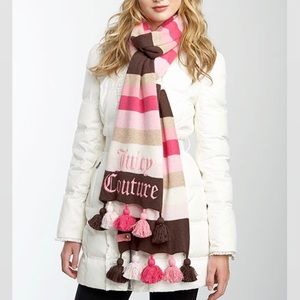 Juicy Couture Striped Scarf with Poms